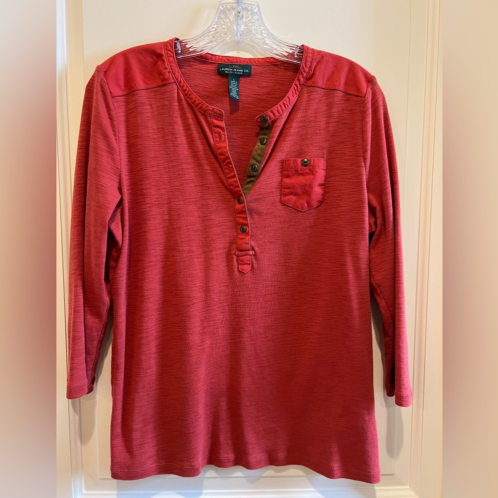 Ralph Lauren Orange 3/4 Sleeve Blouse